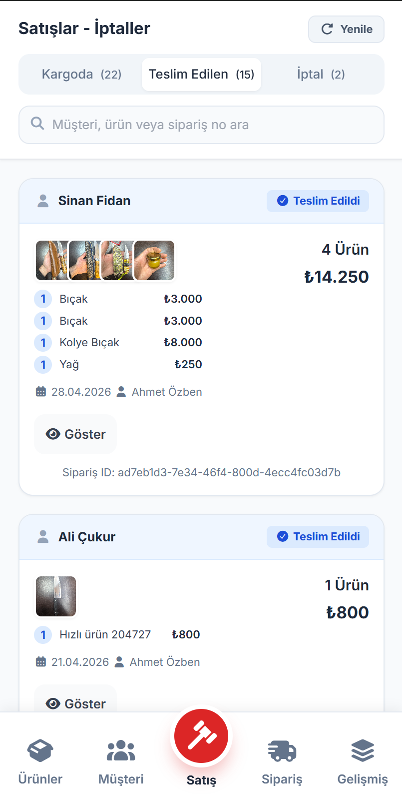 Siparişler